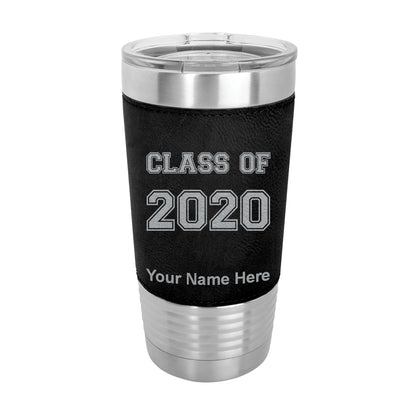 20oz Faux Leather Tumbler Mug, Class of 2020, 2021, 2022, 2023 2024, 2025, Personalized Engraving Included - LaserGram Custom Engraved Gifts