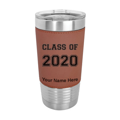 20oz Faux Leather Tumbler Mug, Class of 2020, 2021, 2022, 2023 2024, 2025, Personalized Engraving Included - LaserGram Custom Engraved Gifts