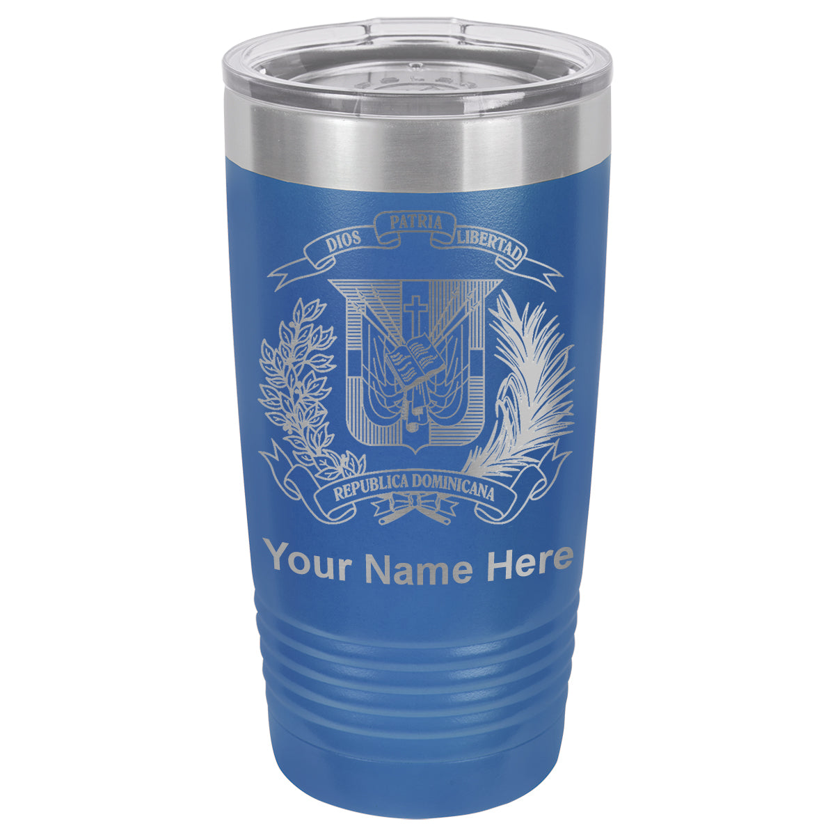 20oz Vacuum Insulated Tumbler Mug, Coat of Arms Dominican Republic, Personalized Engraving Included