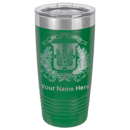 20oz Vacuum Insulated Tumbler Mug, Coat of Arms Dominican Republic, Personalized Engraving Included