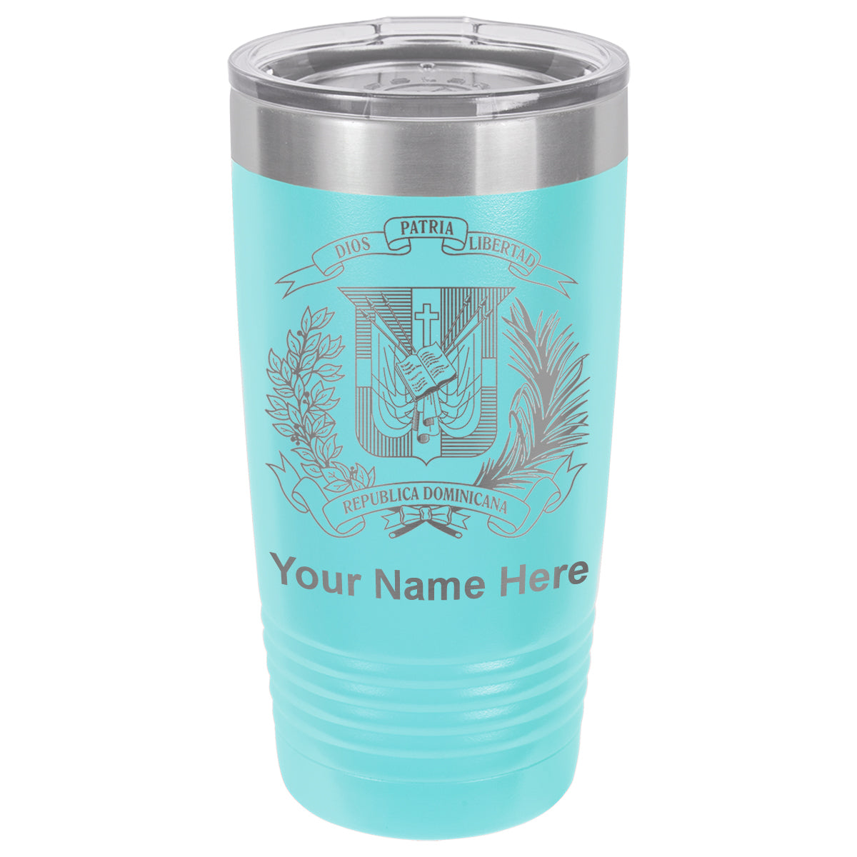 20oz Vacuum Insulated Tumbler Mug, Coat of Arms Dominican Republic, Personalized Engraving Included