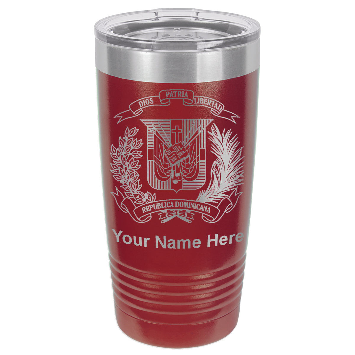 20oz Vacuum Insulated Tumbler Mug, Coat of Arms Dominican Republic, Personalized Engraving Included