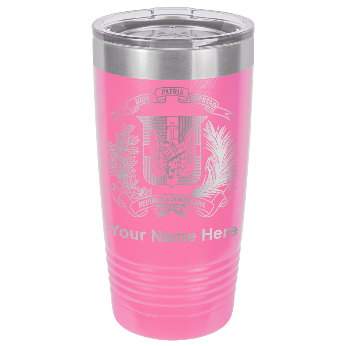 20oz Vacuum Insulated Tumbler Mug, Coat of Arms Dominican Republic, Personalized Engraving Included