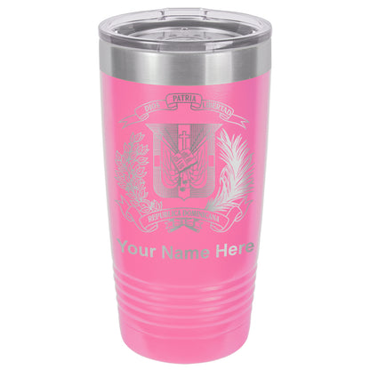 20oz Vacuum Insulated Tumbler Mug, Coat of Arms Dominican Republic, Personalized Engraving Included