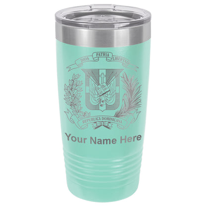 20oz Vacuum Insulated Tumbler Mug, Coat of Arms Dominican Republic, Personalized Engraving Included