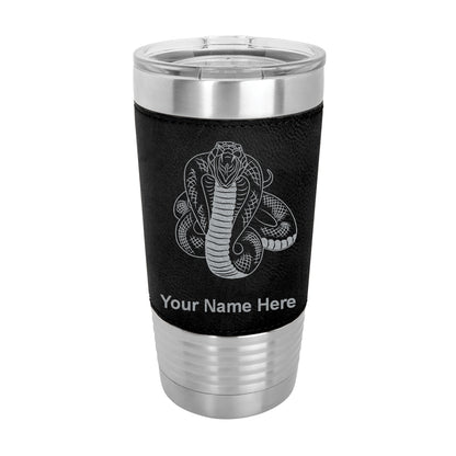 20oz Faux Leather Tumbler Mug, Cobra Snake, Personalized Engraving Included - LaserGram Custom Engraved Gifts