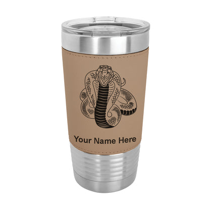20oz Faux Leather Tumbler Mug, Cobra Snake, Personalized Engraving Included - LaserGram Custom Engraved Gifts
