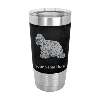 20oz Faux Leather Tumbler Mug, Cocker Spaniel Dog, Personalized Engraving Included - LaserGram Custom Engraved Gifts