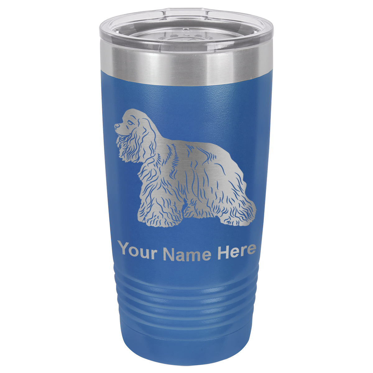 20oz Vacuum Insulated Tumbler Mug, Cocker Spaniel Dog, Personalized Engraving Included