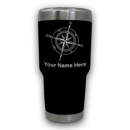 LaserGram 30oz Tumbler Mug, Compass Rose, Personalized Engraving Included
