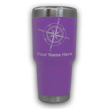 LaserGram 30oz Tumbler Mug, Compass Rose, Personalized Engraving Included