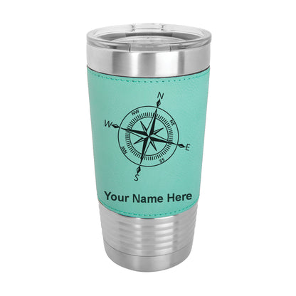20oz Faux Leather Tumbler Mug, Compass Rose, Personalized Engraving Included - LaserGram Custom Engraved Gifts