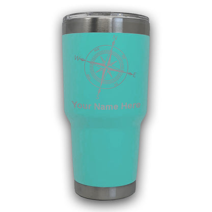 LaserGram 30oz Tumbler Mug, Compass Rose, Personalized Engraving Included