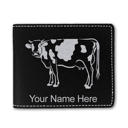 Faux Leather Bi-Fold Wallet, Cow, Personalized Engraving Included