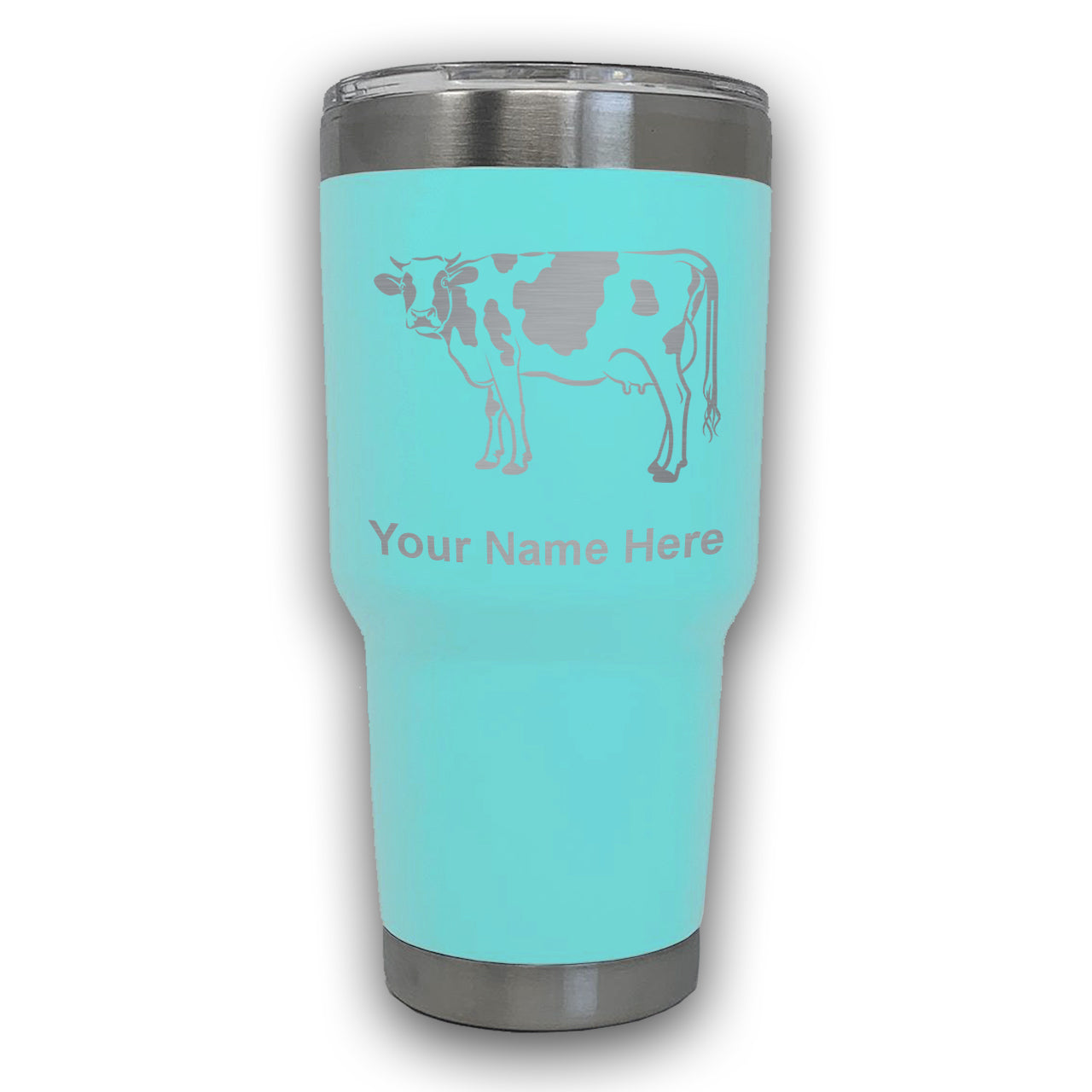 LaserGram 30oz Tumbler Mug, Cow, Personalized Engraving Included