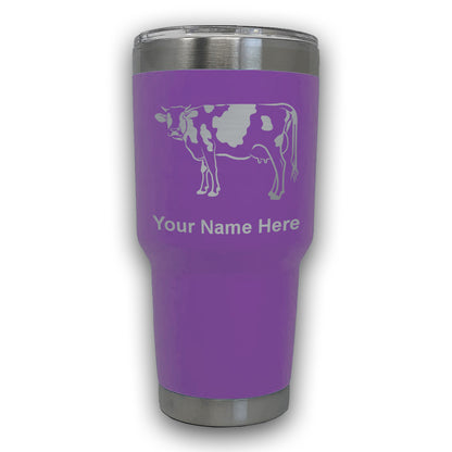 LaserGram 30oz Tumbler Mug, Cow, Personalized Engraving Included