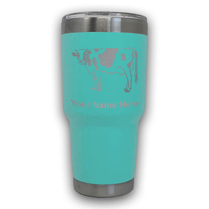 LaserGram 30oz Tumbler Mug, Cow, Personalized Engraving Included