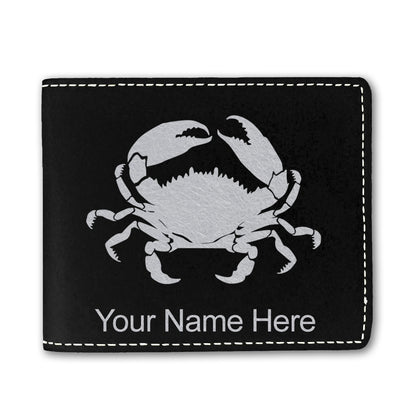 Faux Leather Bi-Fold Wallet, Crab, Personalized Engraving Included