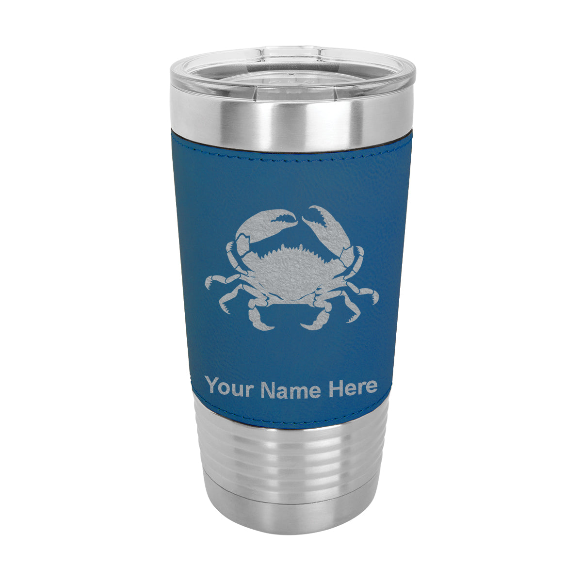 20oz Faux Leather Tumbler Mug, Crab, Personalized Engraving Included - LaserGram Custom Engraved Gifts