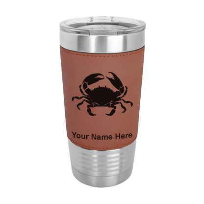 20oz Faux Leather Tumbler Mug, Crab, Personalized Engraving Included - LaserGram Custom Engraved Gifts