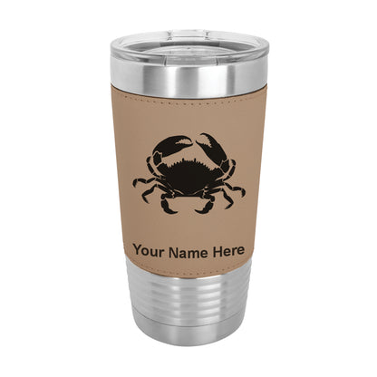 20oz Faux Leather Tumbler Mug, Crab, Personalized Engraving Included - LaserGram Custom Engraved Gifts