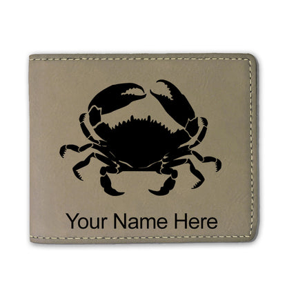 Faux Leather Bi-Fold Wallet, Crab, Personalized Engraving Included