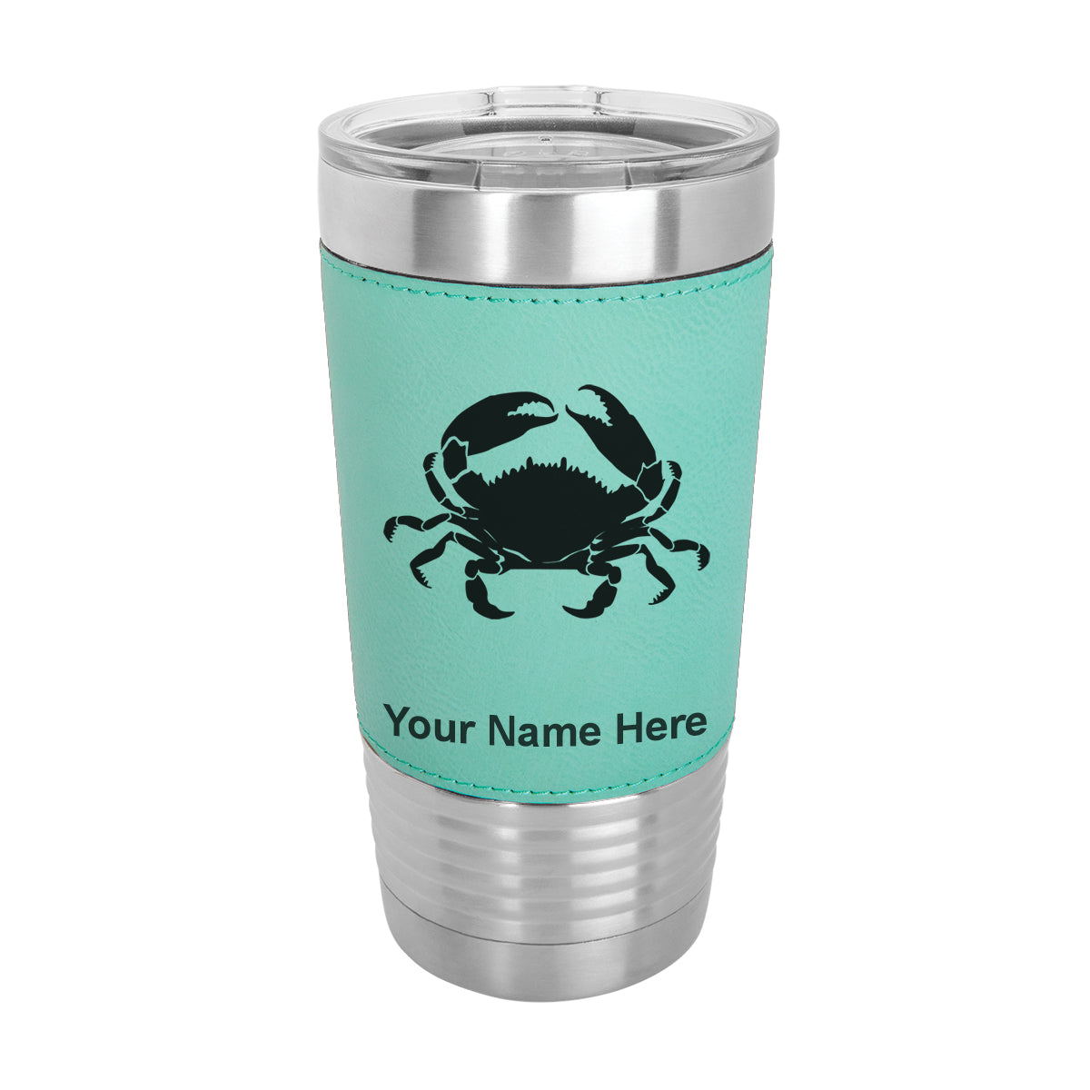 20oz Faux Leather Tumbler Mug, Crab, Personalized Engraving Included - LaserGram Custom Engraved Gifts