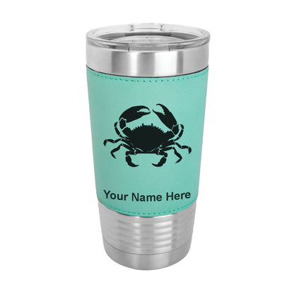 20oz Faux Leather Tumbler Mug, Crab, Personalized Engraving Included - LaserGram Custom Engraved Gifts