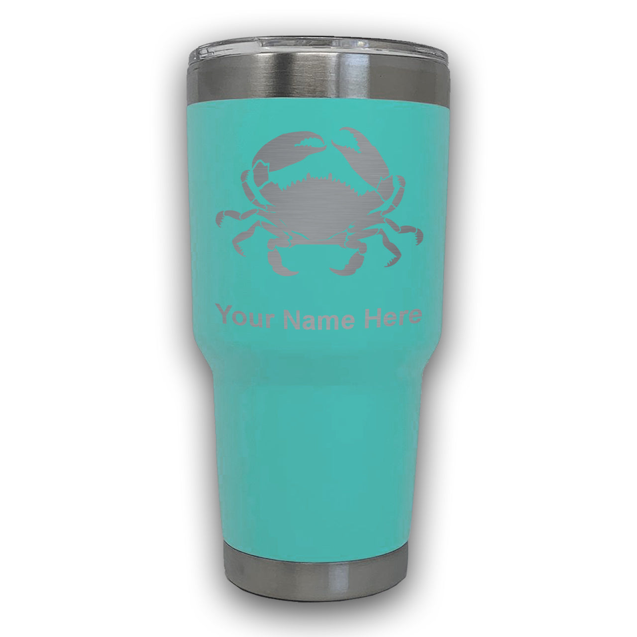 LaserGram 30oz Tumbler Mug, Crab, Personalized Engraving Included