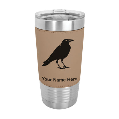 20oz Faux Leather Tumbler Mug, Crow, Personalized Engraving Included - LaserGram Custom Engraved Gifts