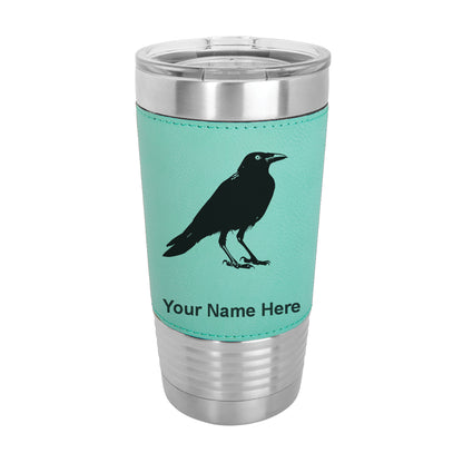 20oz Faux Leather Tumbler Mug, Crow, Personalized Engraving Included - LaserGram Custom Engraved Gifts