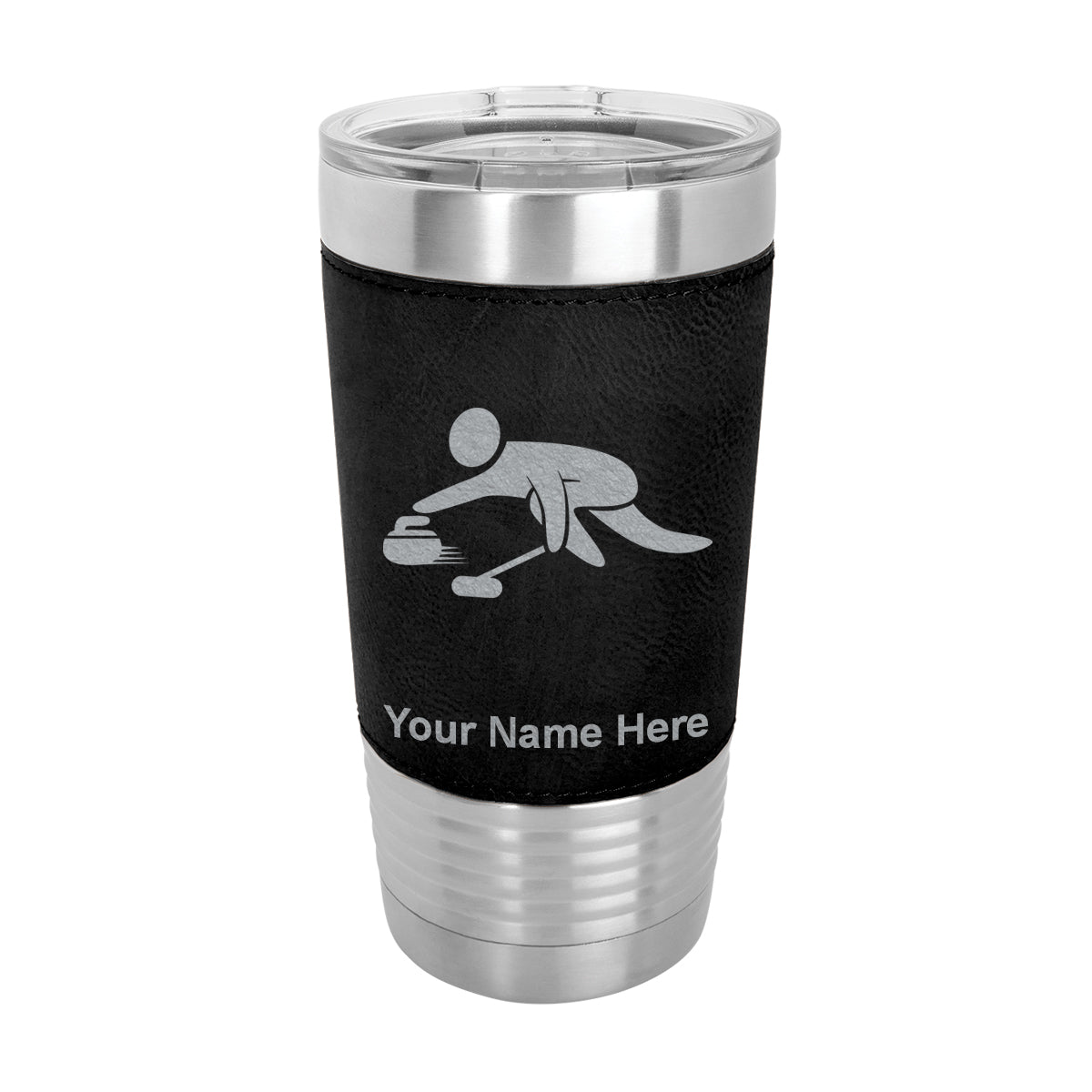20oz Faux Leather Tumbler Mug, Curling Figure, Personalized Engraving Included - LaserGram Custom Engraved Gifts
