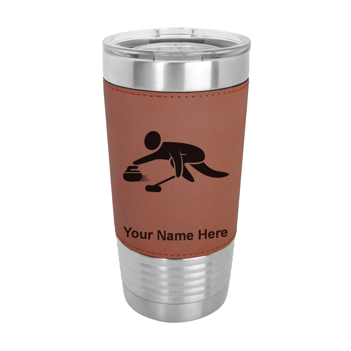 20oz Faux Leather Tumbler Mug, Curling Figure, Personalized Engraving Included - LaserGram Custom Engraved Gifts