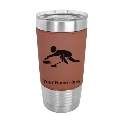 20oz Faux Leather Tumbler Mug, Curling Figure, Personalized Engraving Included - LaserGram Custom Engraved Gifts