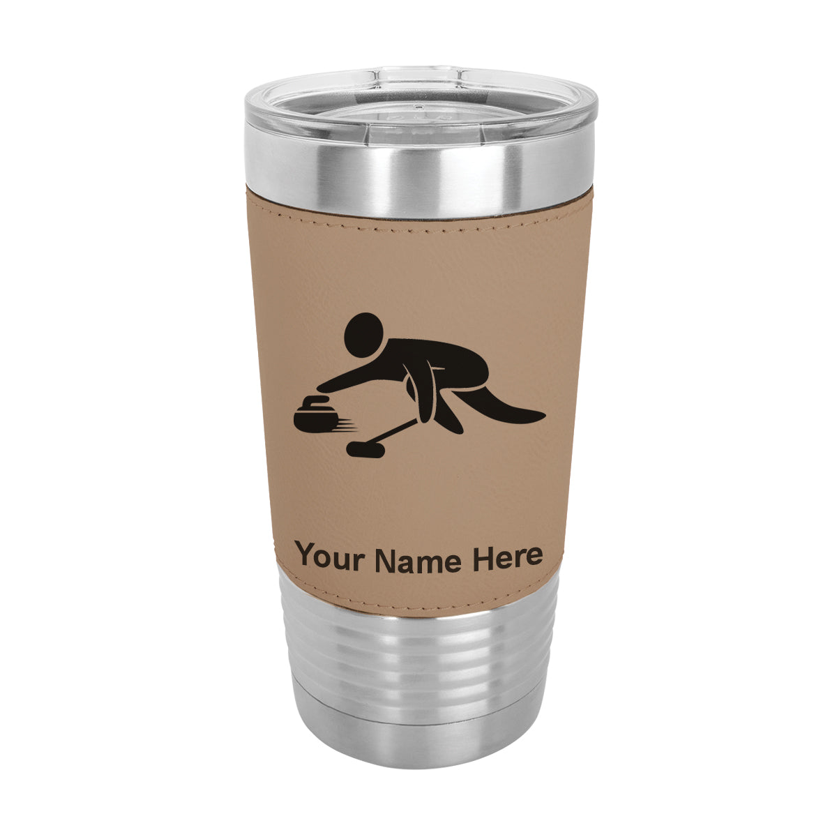 20oz Faux Leather Tumbler Mug, Curling Figure, Personalized Engraving Included - LaserGram Custom Engraved Gifts