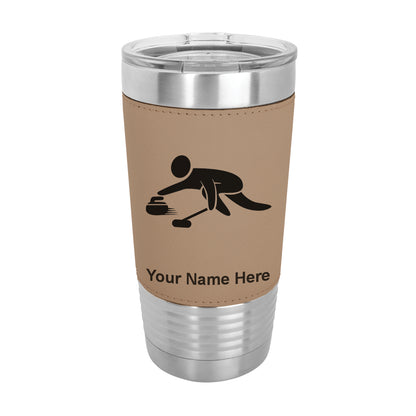 20oz Faux Leather Tumbler Mug, Curling Figure, Personalized Engraving Included - LaserGram Custom Engraved Gifts