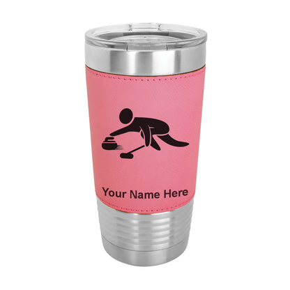 20oz Faux Leather Tumbler Mug, Curling Figure, Personalized Engraving Included - LaserGram Custom Engraved Gifts