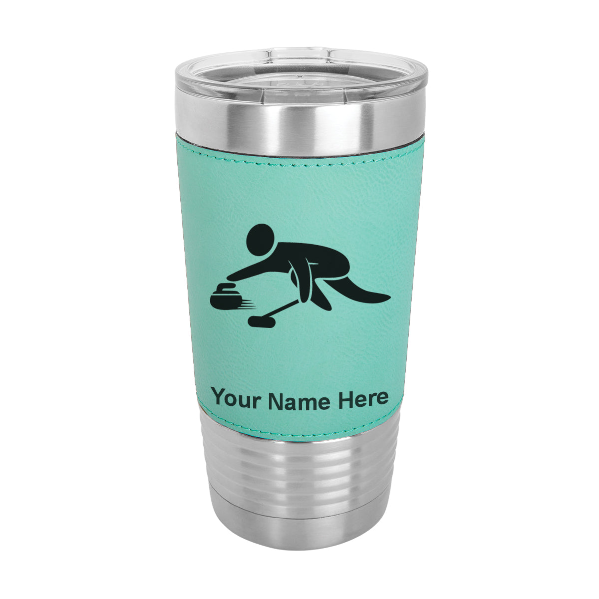 20oz Faux Leather Tumbler Mug, Curling Figure, Personalized Engraving Included - LaserGram Custom Engraved Gifts