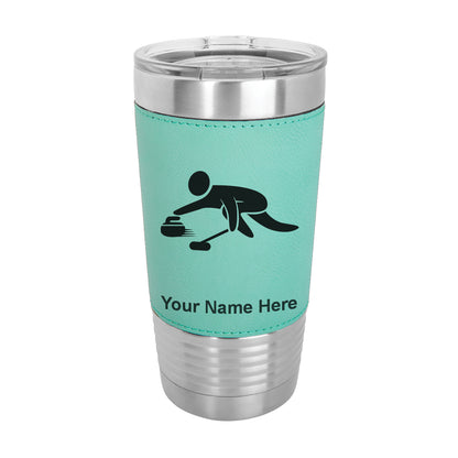 20oz Faux Leather Tumbler Mug, Curling Figure, Personalized Engraving Included - LaserGram Custom Engraved Gifts