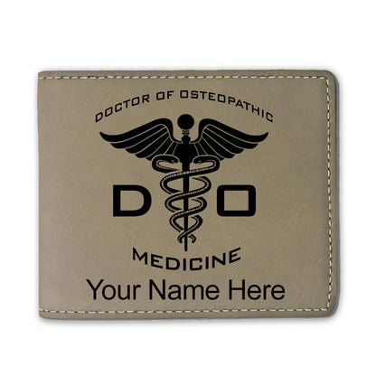 Faux Leather Bi-Fold Wallet, DO Doctor of Osteopathic Medicine, Personalized Engraving Included