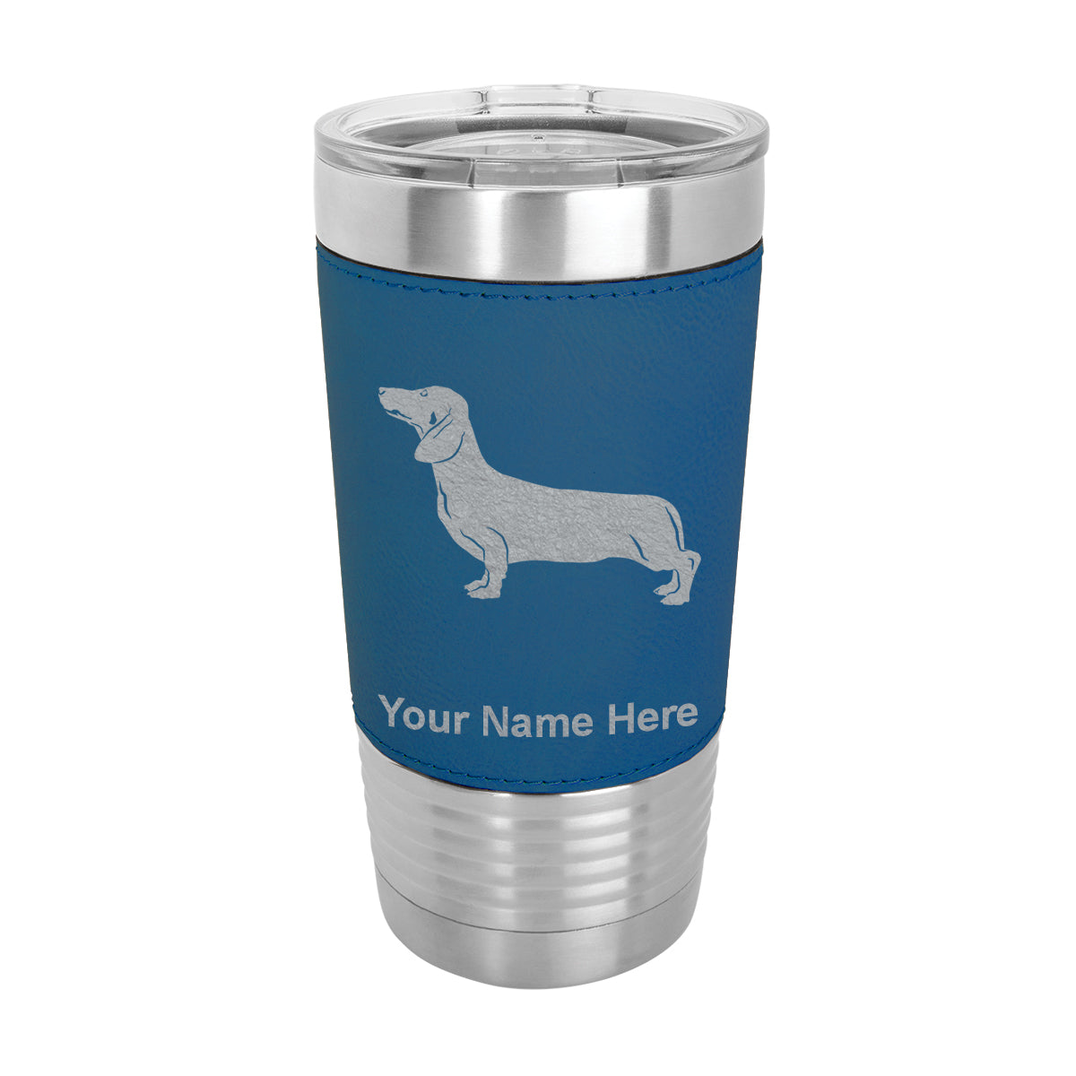 20oz Faux Leather Tumbler Mug, Dachshund Dog, Personalized Engraving Included - LaserGram Custom Engraved Gifts