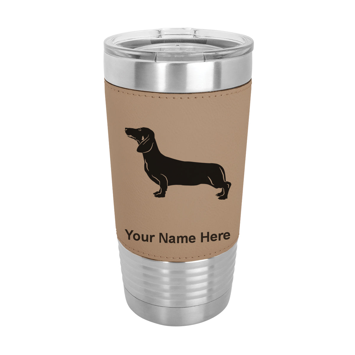 20oz Faux Leather Tumbler Mug, Dachshund Dog, Personalized Engraving Included - LaserGram Custom Engraved Gifts