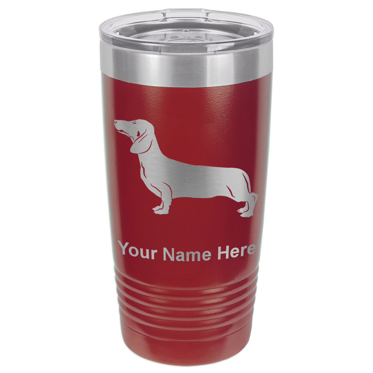 20oz Vacuum Insulated Tumbler Mug, Dachshund Dog, Personalized Engraving Included