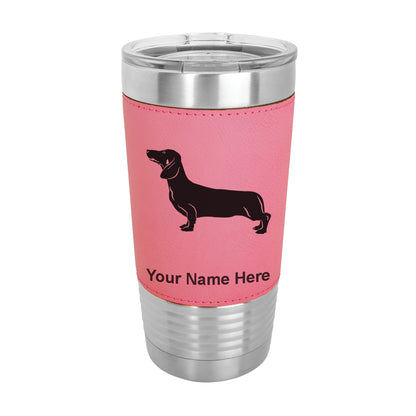 20oz Faux Leather Tumbler Mug, Dachshund Dog, Personalized Engraving Included - LaserGram Custom Engraved Gifts