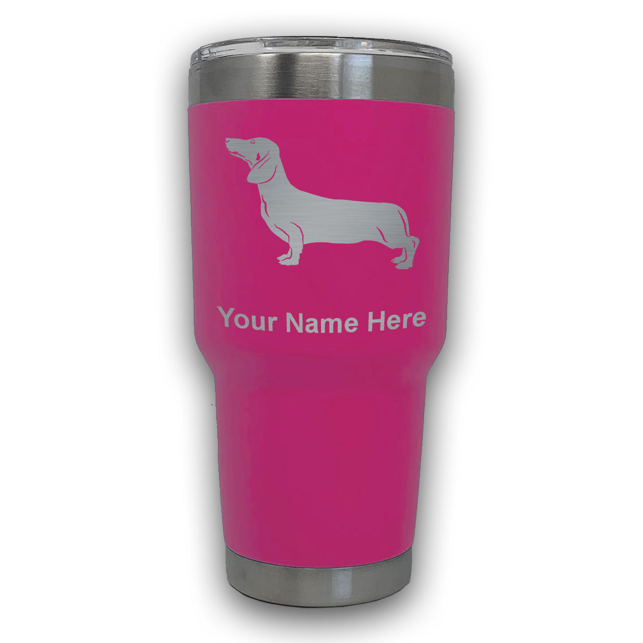 LaserGram 30oz Tumbler Mug, Dachshund Dog, Personalized Engraving Included