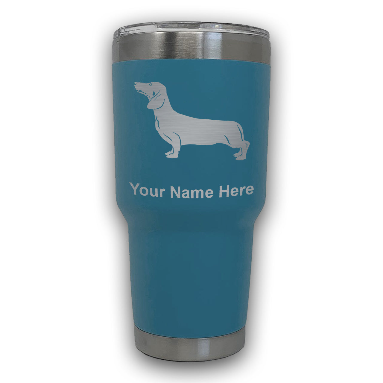 LaserGram 30oz Tumbler Mug, Dachshund Dog, Personalized Engraving Included