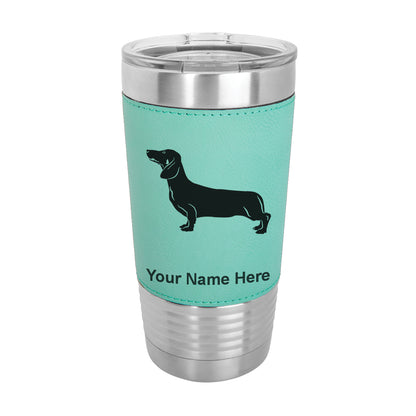 20oz Faux Leather Tumbler Mug, Dachshund Dog, Personalized Engraving Included - LaserGram Custom Engraved Gifts