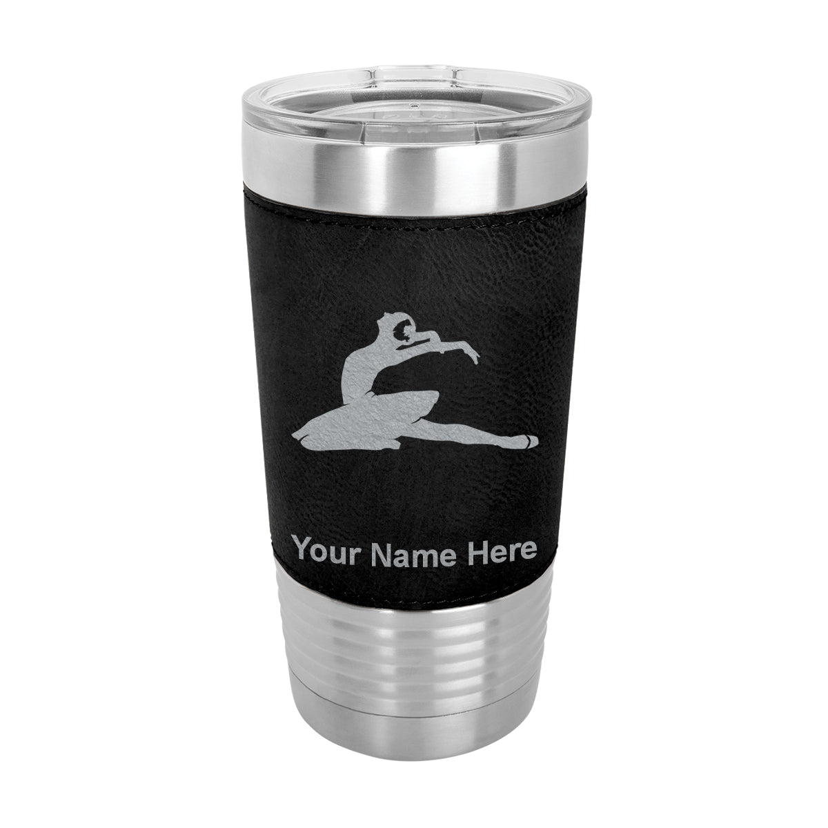 20oz Faux Leather Tumbler Mug, Dancer, Personalized Engraving Included - LaserGram Custom Engraved Gifts