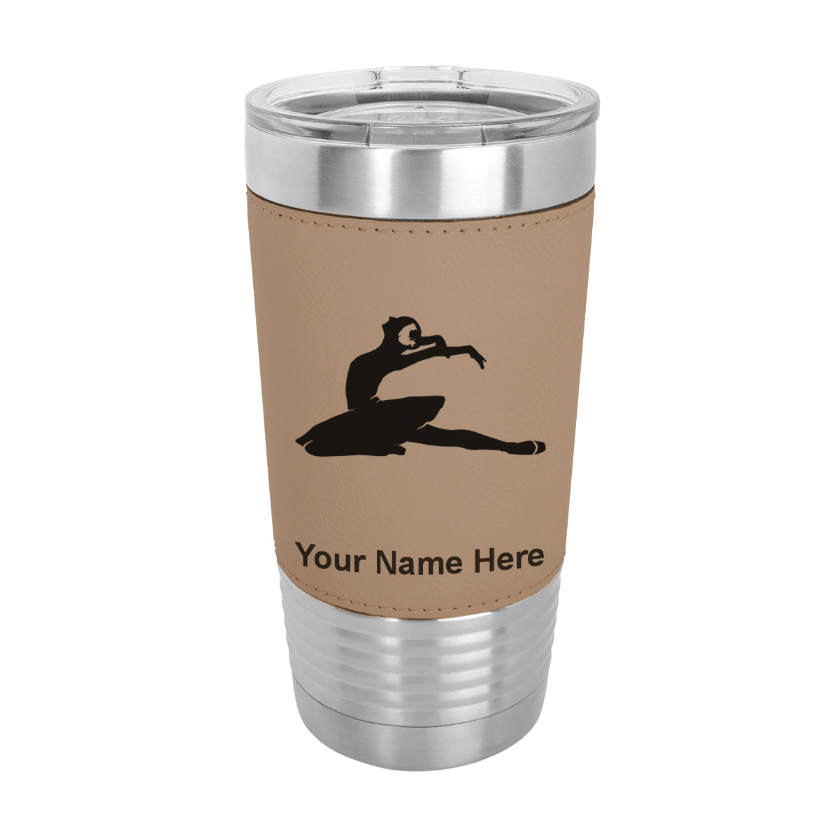 20oz Faux Leather Tumbler Mug, Dancer, Personalized Engraving Included - LaserGram Custom Engraved Gifts