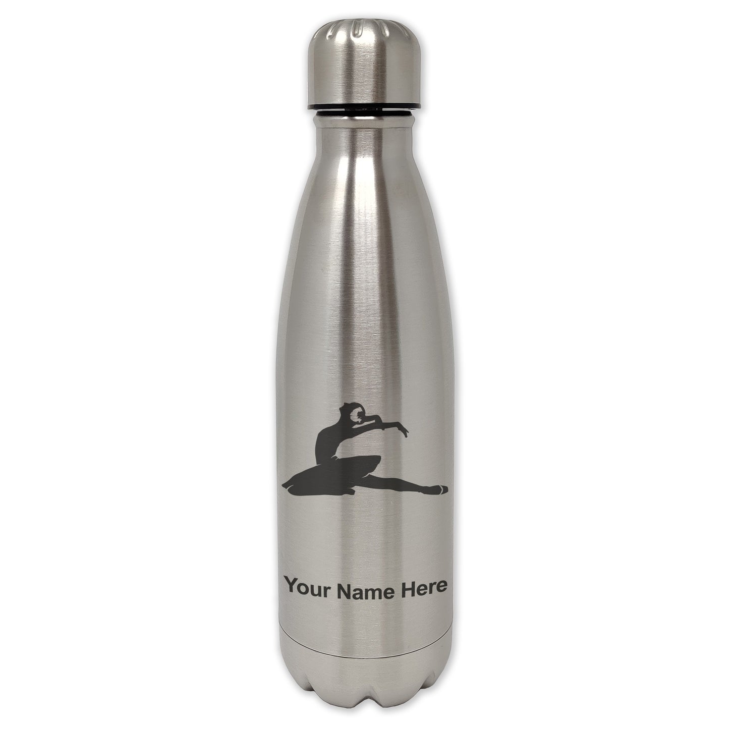 LaserGram Single Wall Water Bottle, Dancer, Personalized Engraving Included